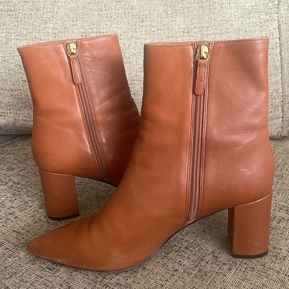 J Crew Sadie Women J. CREW Sadie Tan Leather Zip Up Ankle Boots Size 9.5